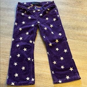 Mini Boden Purple Star Corduroy Kids Pants
